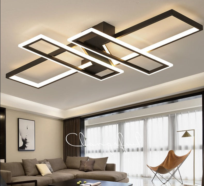 Modern LED Chandeliers Lighting Fixtures for Living Room Bedroom Kitchen Home With Remote Control Black Lustre Ceiling Lamp