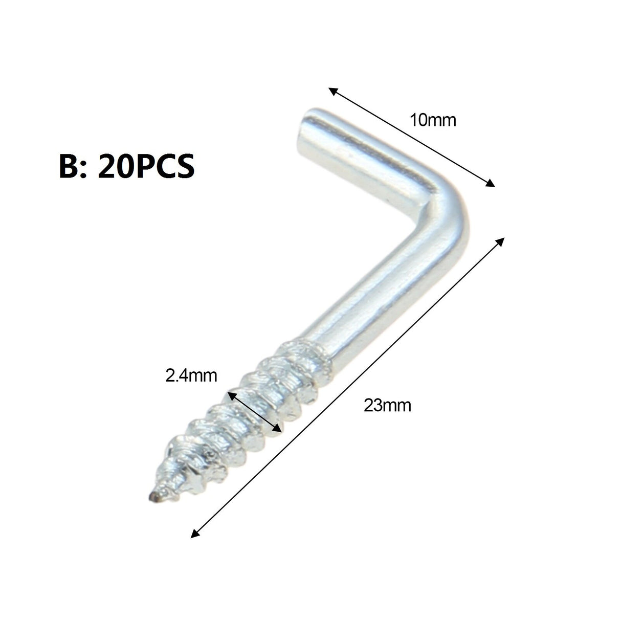 2/5/10/20pcs Square Bend Hook L Cup Hanger Screw-in Wall Picture Photo Frame Lamp Light Eyescrew 20-100mm 14-Sizes Zinc-Plated