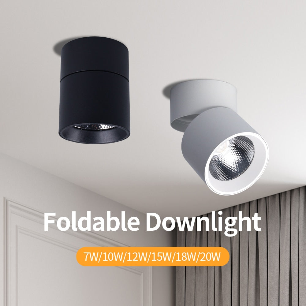 LED Downlight Foldable Ceiling Spotlight 10W 15W 20W Surface Mounted Aluminum Ceiling Spots Lamp For  Room Home Kitchen Bathroom