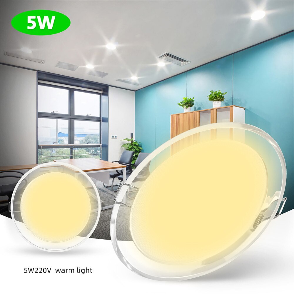 Round Panel LED Downlight Recessed Indoor Ceiling Lamp 5W AC220V LED Spot Lamp For Living Room Foyer Bar Counter Office