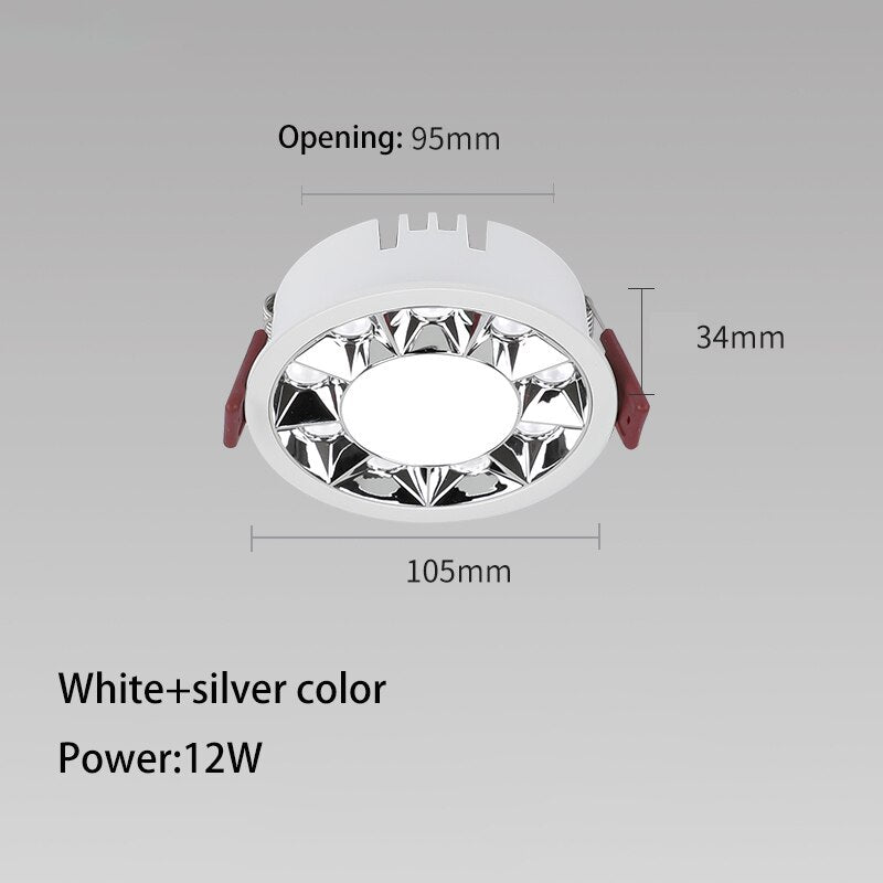 Led Spotlights Round Downlight Recessed Ultra-thin Grille Lamp Aluminum Ceiling Spot Light 7W 12W 18W 24W 36W Foco Lighting