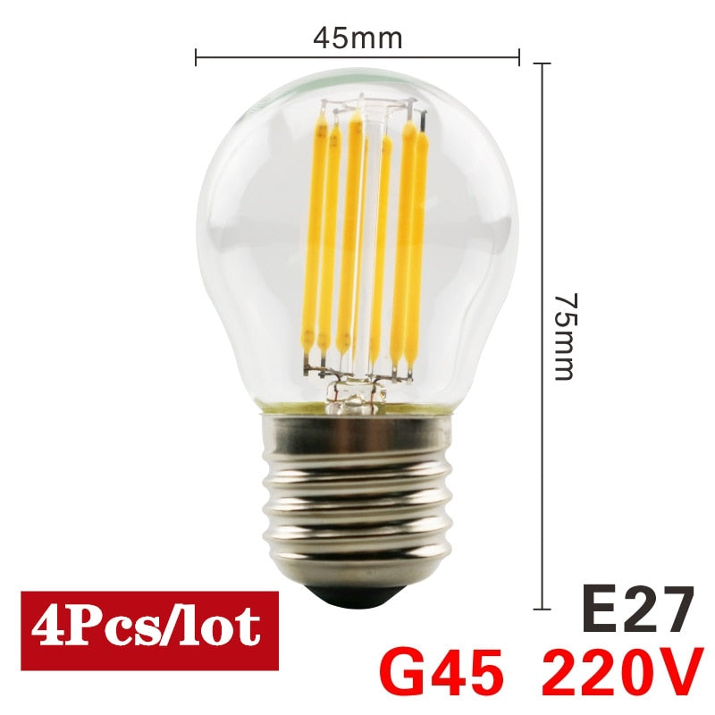 4pcs/lot LED Candle Bulb C35 ST64 Vintage Lamp E14 LED E27 A60 G95 G125 AC220V LED Globe 2W 4W 6W 8W Filament Edison Light Bulbs