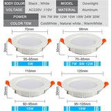 10Pcs LED Downlight 12W 15W 18W 9W AC220V 5W 7W 110V Recessed Spot Thick Aluminum Lighting Bedroom Kitchen Indoor Down Lamp