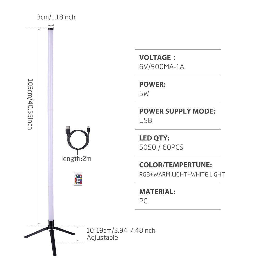 103CM RGB LED Floor Lamp Smart Remote Control Modern Corner Floor Lamp Atmospheric Standing Stand Light Christmas Decors Lighting