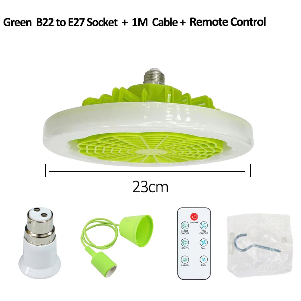 Ceiling Fan With Lights and Remote Control E27 Converter Base Dual-Purpose LED Fan Lamp Smart Silent Ceiling Fans For Bedroom