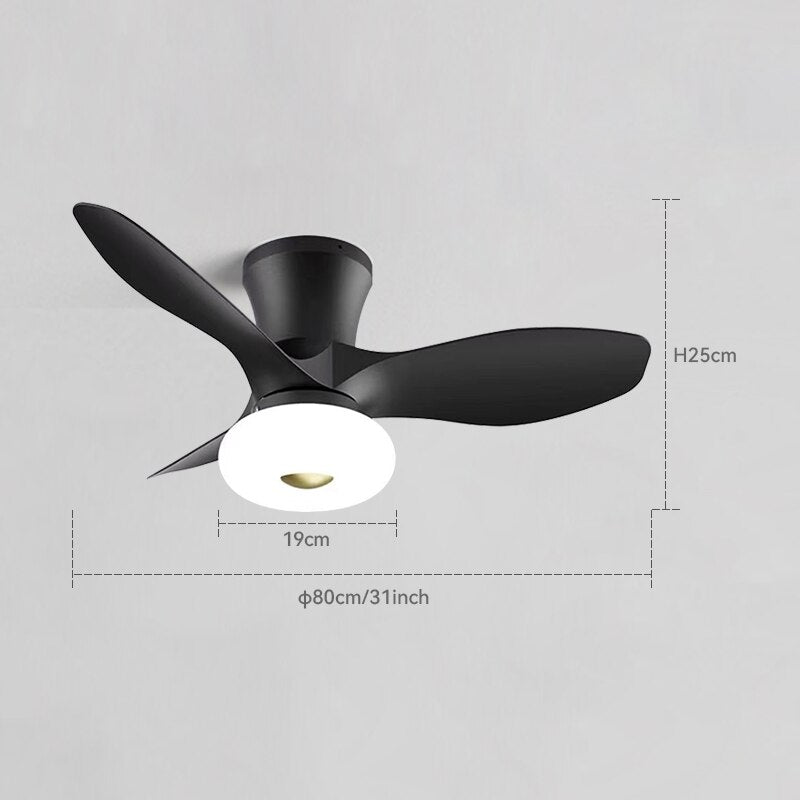 New Nordic bedroom fan light ultra-thin frequency conversion mute restaurant ceiling fan light children&#39;s room bedroom fan lamp