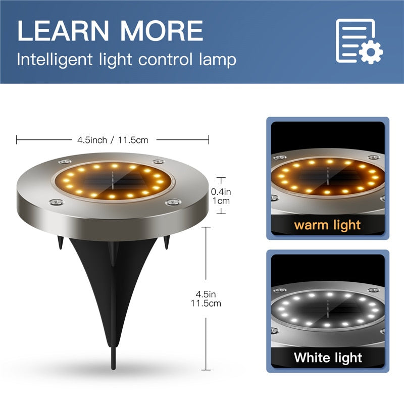 8/16 LED Solar Lawn Yard Buried Solar Lights Solar Garden Light Waterproof Outdoor Lantern PathWay Floor Under Ground Spot Lamp