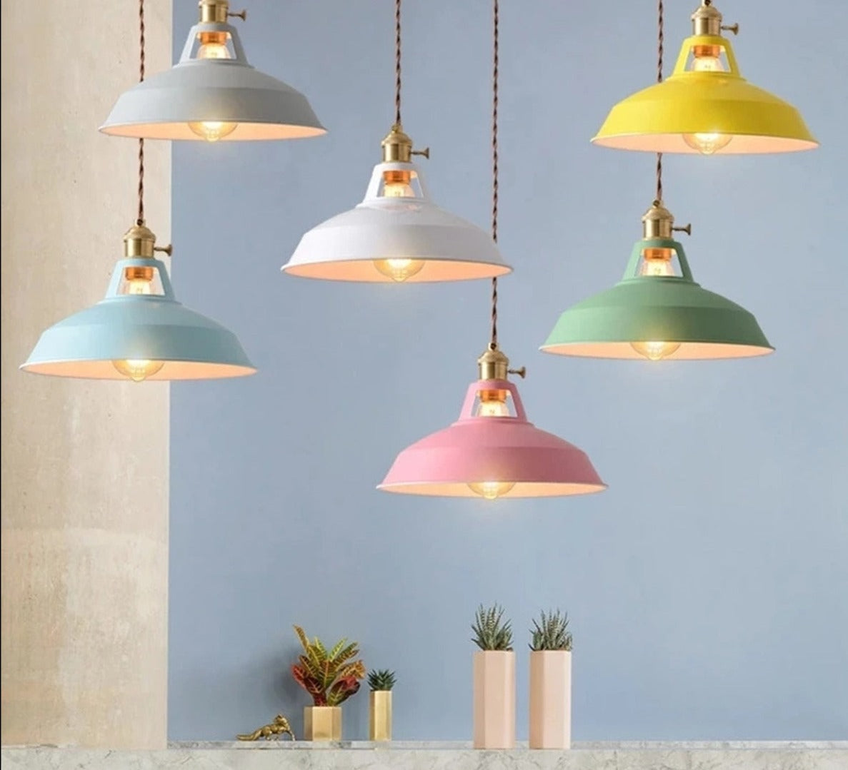 Pendant Light Retro Industrial Colorful Restaurant Kitchen Home Ceiling Lamp Vintage Hanging Light Lampshade Decorative Lamps