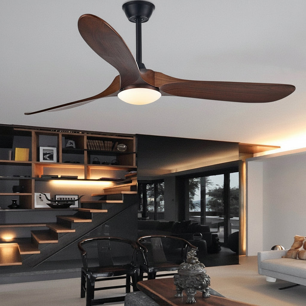 Luxury Natural Wooden Ceiling Fan Home Decorative Pendant Fan With Lamp Reversible Motor Suitable for Summer and Winter