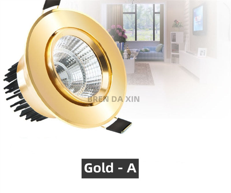 golden Dimmable AC90V-260V 5W7W9W12W15W18W20W LED Downlights Shoot light COB Recessed Ceiling Lamps Spot Lights illuminationbulb