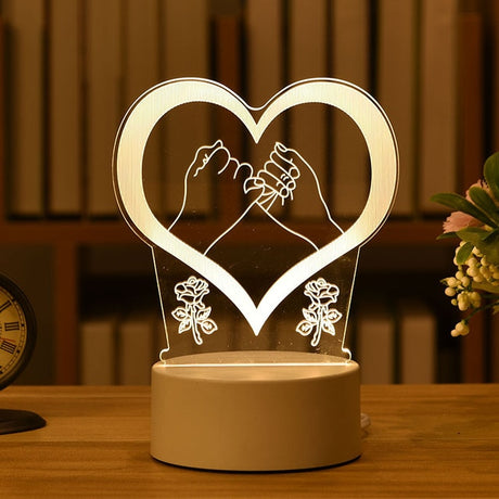 Romantic Love 3D Acrylic Led Lamp for Home Children's Night Light Table Lamp Birthday Party Decors Valentine's Day Bedside Lamp