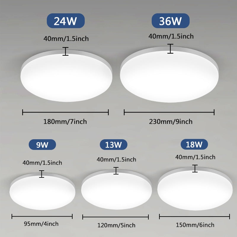 Modern Led Ceiling Lamp 48W 36W 24W Square/Round Ceiling Lights 220V 110V Panel Light for Bedroom Kitchen Living Room Lightings