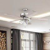 52&quot; 5 Blade Satin Nickel Ceiling Fan with 3 Lights Ceiling Fans Room Decor Home Fan  Ceiling Fan with Led Light