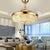 New American Restaurant Ceiling Fan Lamp Rural Retro European Style Leaf Living Room Fan Lamp Crystal Led Luxury Gold Fans