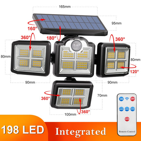  LED Solar Lights Outdoor Motion Sensor Human Induction Adjustable head IP65 Waterproof Solar Power Wall Lamp