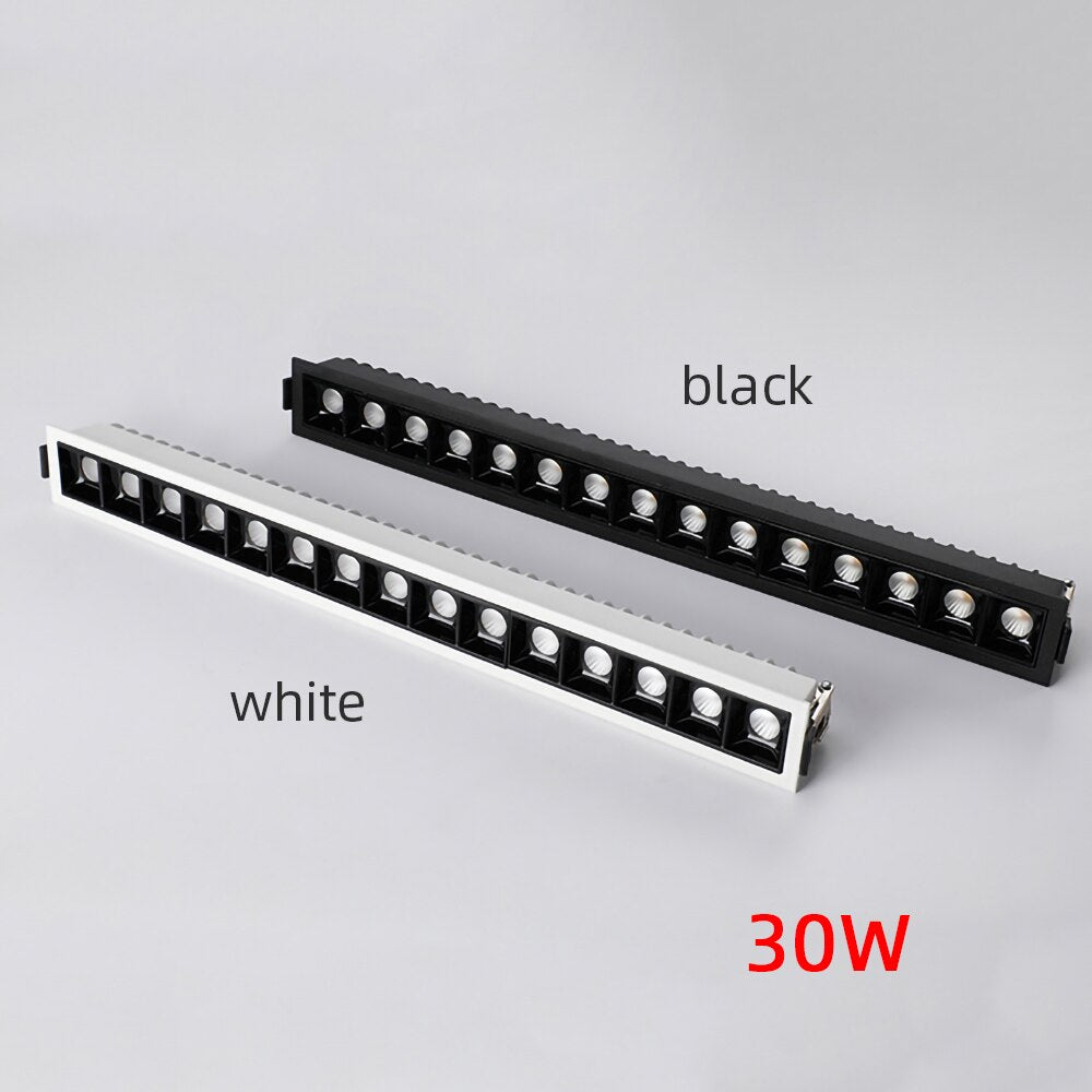 Creative Anti-Glare Linear Recessed Grille Line Lights 2W 4W 6W 10W 20W 30W Living Room Corridor Strip COB LED Ceiling Downlight