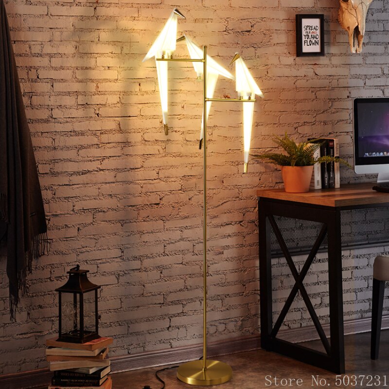Nordic Acrylic Bird Floor Lamp for Living Room Luxury Paper Cranes Floor Ls Bedroom Paper Crane Lamp Bird Floor Lamp Fixture Led