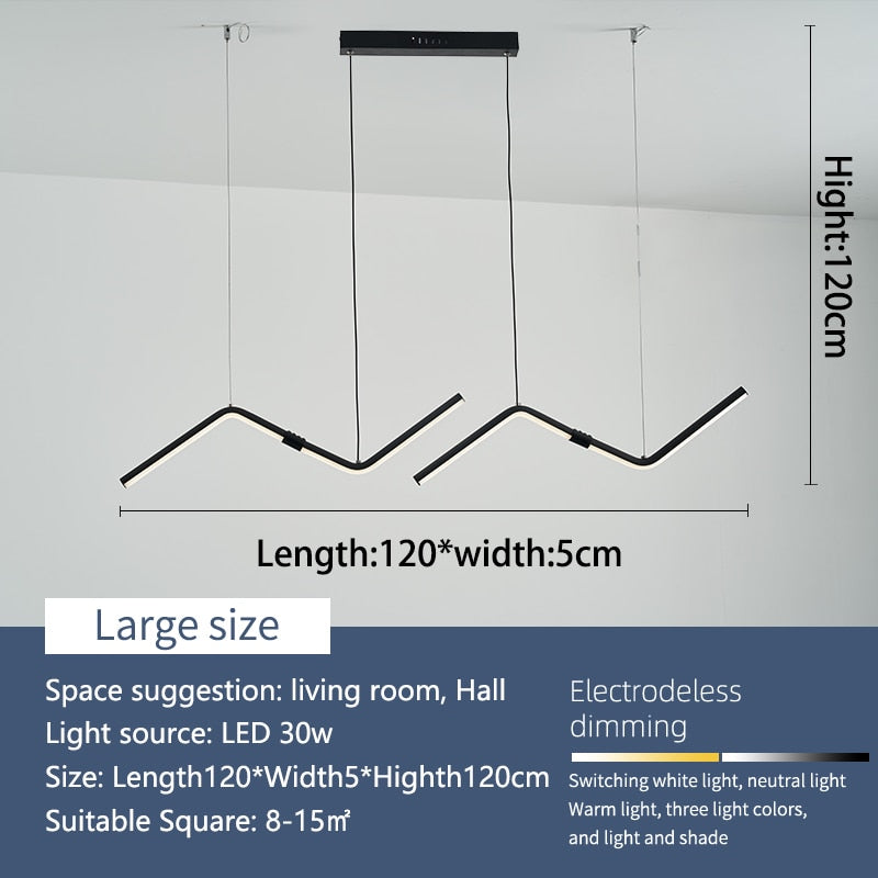 MINIMALISM GOLD/BLACK FINISHED MODERN LED CHANDELIER FOR DINING ROOM KITCHEN ROOM  HANGING CHANDELIER FIXTURE