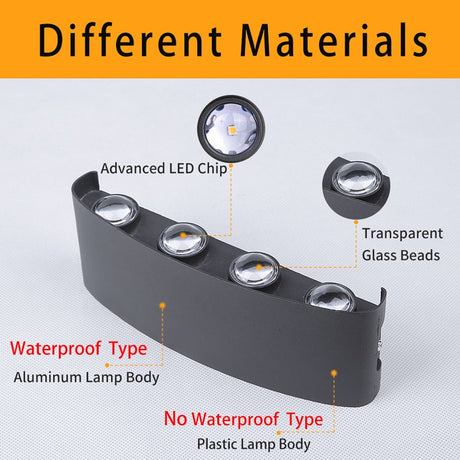 Up and Down LED Wall Lamp Waterproof IP65 Aluminum Interior Wall Light For Bedroom Living Room Corridor Indoor Outdoor Lighting