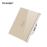 Szaoju Touch Switch EU Standard White Crystal Glass Panel Light Switch AC110-220V Switch 1/2/3 Gang 1 Way Wall Lamp TOUCH SWITCH