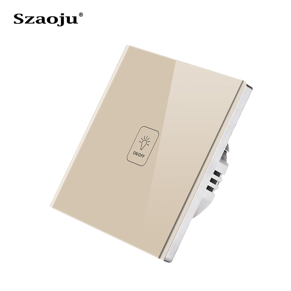 Szaoju Touch Switch EU Standard White Crystal Glass Panel Light Switch AC110-220V Switch 1/2/3 Gang 1 Way Wall Lamp TOUCH SWITCH