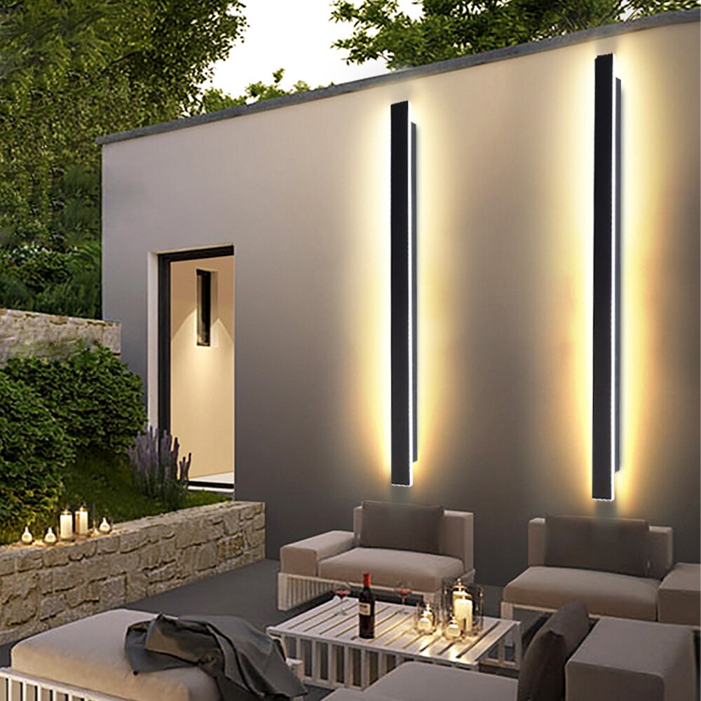 Modern Outdoor LED Wall Lamp 110V 220V Long Wall Light IP67 Waterproof Outdoor Lighting Garden Villa Porch Sconce Lamp Luminaire