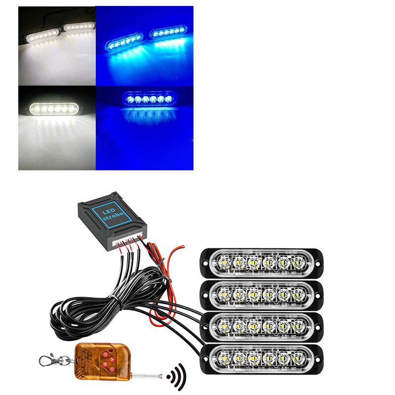 24 LED Strobe Light Wireless Car Emergency Flashing Light Car LED 12V Trailer Truck Strobos Police Warning Light Auto Diode Lamp