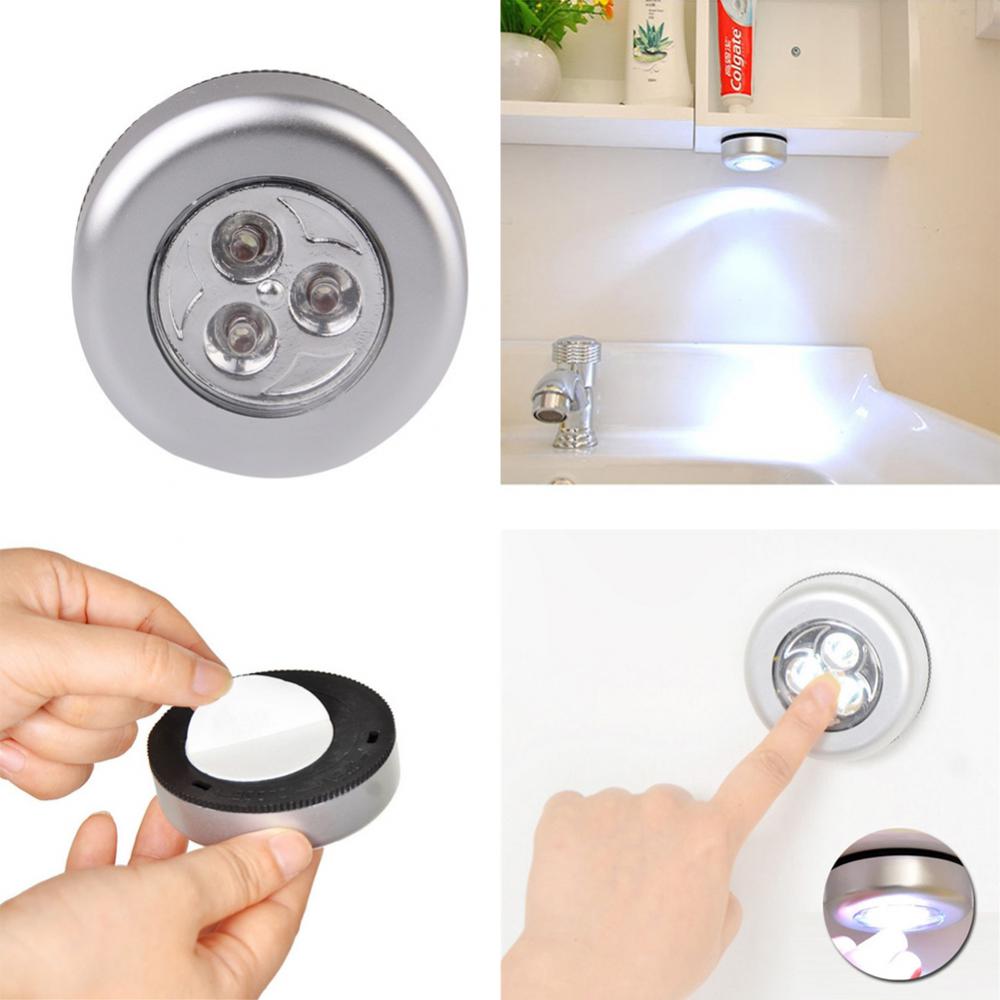 LED Night Light Wall Lamps 3LED Wireless Touch Lamp Car Small Night Lamp Hand-Pressing Closet Cabinet Home Night Lighting