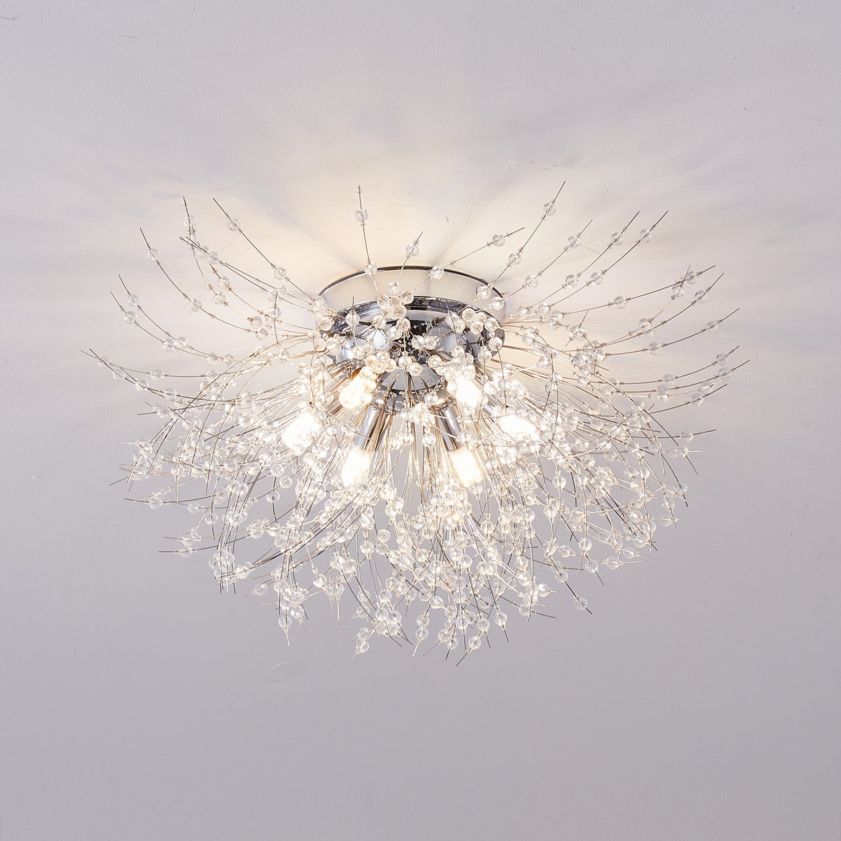 LED Crystal Firework Chandelier Modern Style Ceiling Light Fixtures 6 Light Pendant