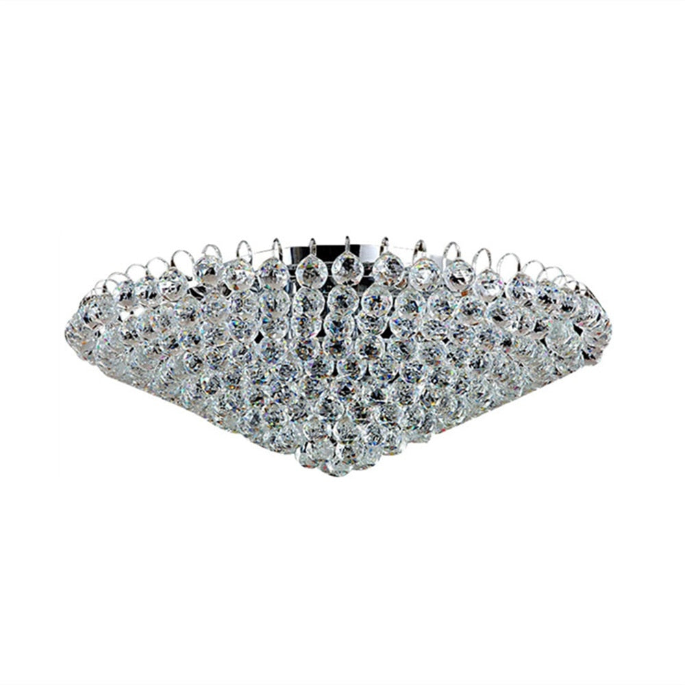 Modern K9 Translucent Crystal Chandelier Circle Ring Flush Mount Hanging Ceiling Light for Living Dining Bedroom