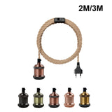 Power Cord Pendant Light Twist Hemp Rope Cables E26 E27 Lamp Holder EU Plug with Switch Wire Edison Bulb Socket Cord Cable