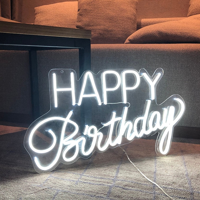 Happy Birthday Led Neon Sign Custom Night Light Sign for Birthday Party Decor Oh Baby Neon Light Lets Party Home Hanging Decor