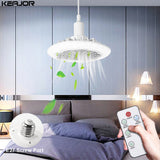 Ceiling Fan With Lights and Remote Control E27 Converter Base Dual-Purpose LED Fan Lamp Smart Silent Ceiling Fans For Bedroom
