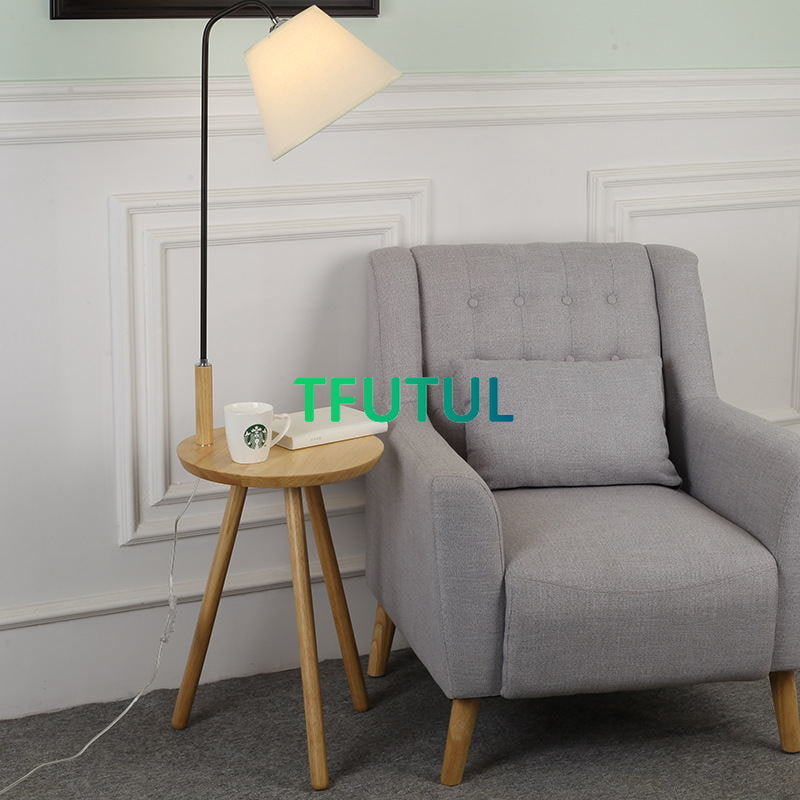 Nordic Wood Floor Lamps Modern Simple Creative Living Room LED Standard Light Tea Table Iron Sofa Lamp Home Decor