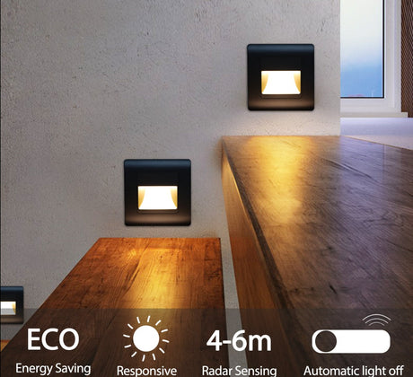Recessed PIR Sensor Stairs Wall Lamp Indoor Stairs Wall light Corridor Lamp AC85-265V Wall Stairs Lighting Sensor Lamp For Home