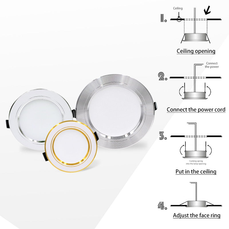 10pcs/lot LED Downlight 5W 9W 12W 15W 18W Recessed Round LED Ceiling Lamp AC 220V-240V Indoor Lighting Warm White Cold White