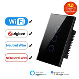 Smart Light Switch, Neutral wire/No Neutral wire Required Wall Touch Switch Work with Alexa, Google Home