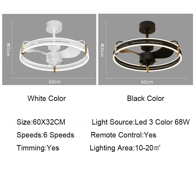Low Floor Ceiling Fan Lights Remote Control Led 3 Color 3000K / 4500K / 6000K DC Motor Reversible Fan Lamp Fixtures 110V 220V