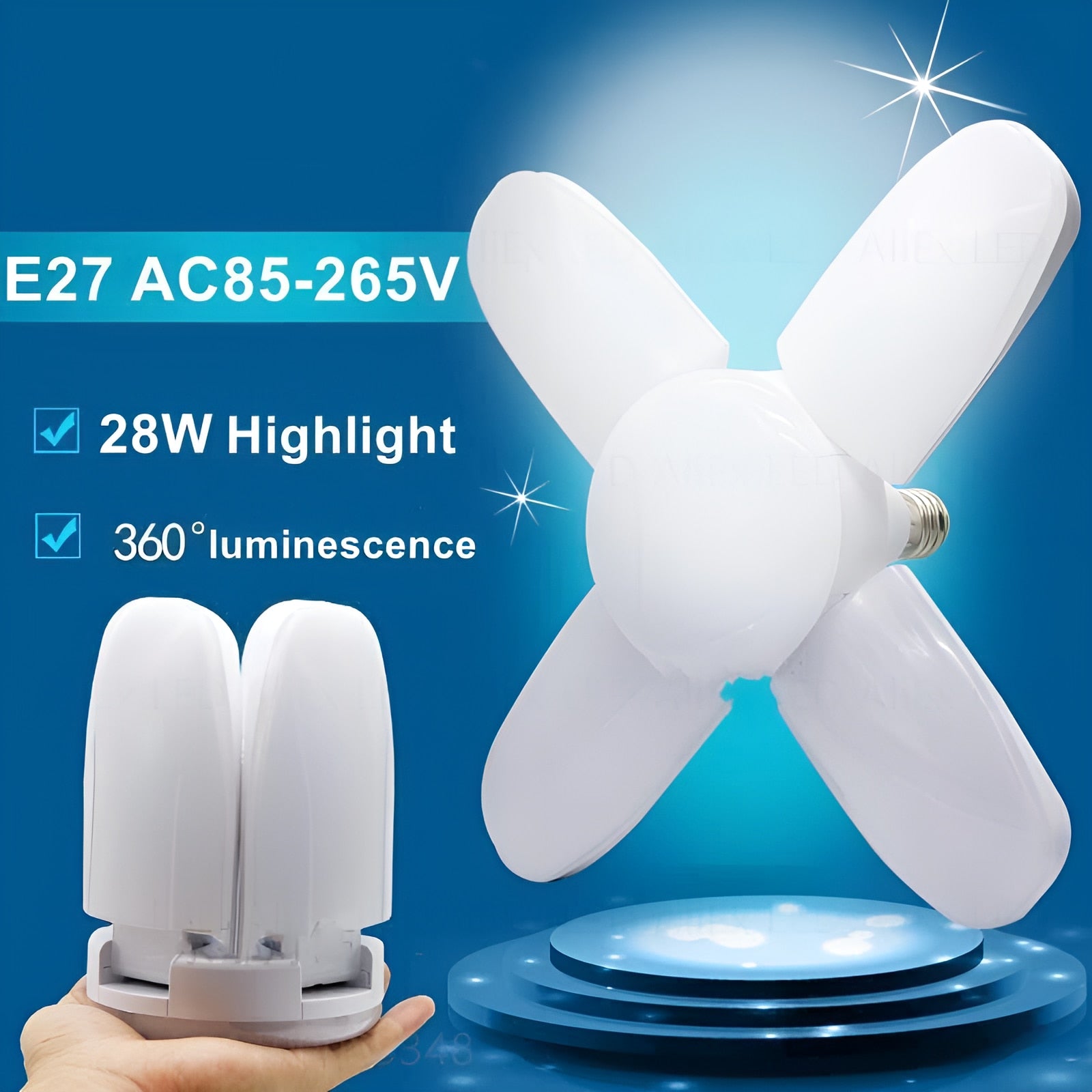 NEW E27 LED Bulb Fan Blade Timing Lamp AC85-265V 28W Foldable Led Light Bulb Lampada Night Light For Home Ceiling Light Lighting