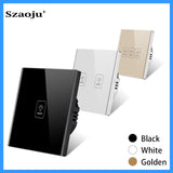 Szaoju Touch Switch EU Standard White Crystal Glass Panel Light Switch AC110-220V Switch 1/2/3 Gang 1 Way Wall Lamp TOUCH SWITCH