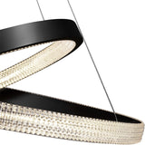 Modern 2 LED Circular Rings Crystal Pendent Light 3000K Single Color for Living Room