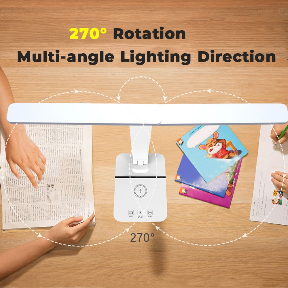 Led Desk Lamp 15W Qi Wireless Charging Table Lamp USB 3 Color Stepless Dimmable Reading Eye Protect Study Bedroom Night Light