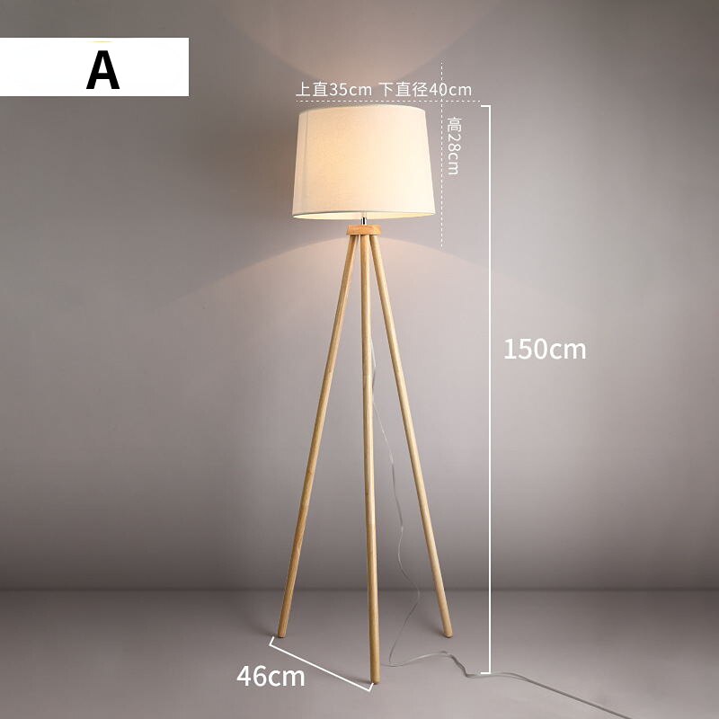 Scandinavian Solid Wood Floor Lamp Living Room Sofa Standing Lamps Creative Tripod Bedroom Vertical Table Lights Home Deco