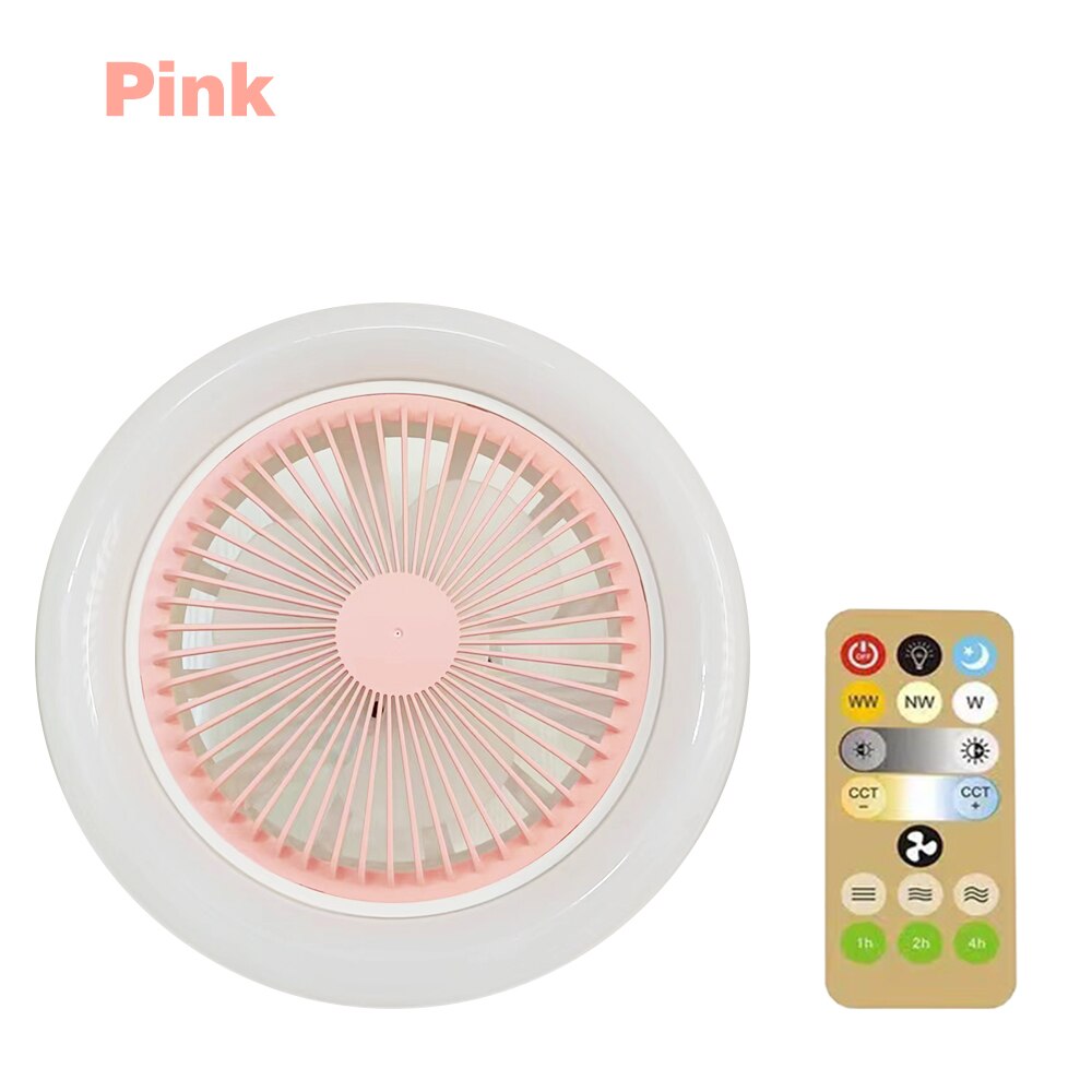 Ceiling Fan with LED Light and Remote Control Silent 30W E27 Converter Base 3 Wind Speeds 3 Light Colors Timmer for Kitchen Home