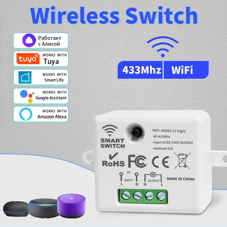Tuya WiFi Smart Switch For Lighting RF 433Mhz Wireless Switch 86 Wall Panel Smart Home Timer Voice Control Google Home Alexa