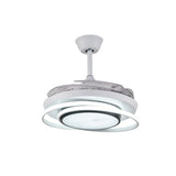 42 Inch Ceiling Fans Light 4 Retractable Blades LED Ceiling Fan Three Color Change Chandelier with Remote Control for Room