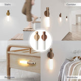 LED Wood Wireless USB Night Light Magnetic Wall Lamp Kitchen Cabinet Closet light Home Bedroom Table Move Lamp Bedside Lighting