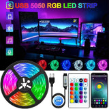 RGB LED Light Strip USB 5050SMD Rgb Light Tape Flexible Leds Light Strip Tape Wall Bedroom Decor TV BackLight DIY APP Control