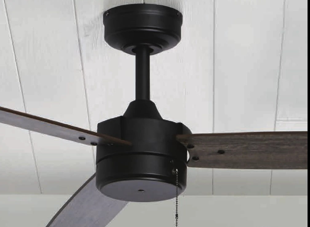 52” Matte Black Indoor/Outdoor 3 Blade Ceiling Fans Room Decor Home Fan  Ceiling Fan with Led Light