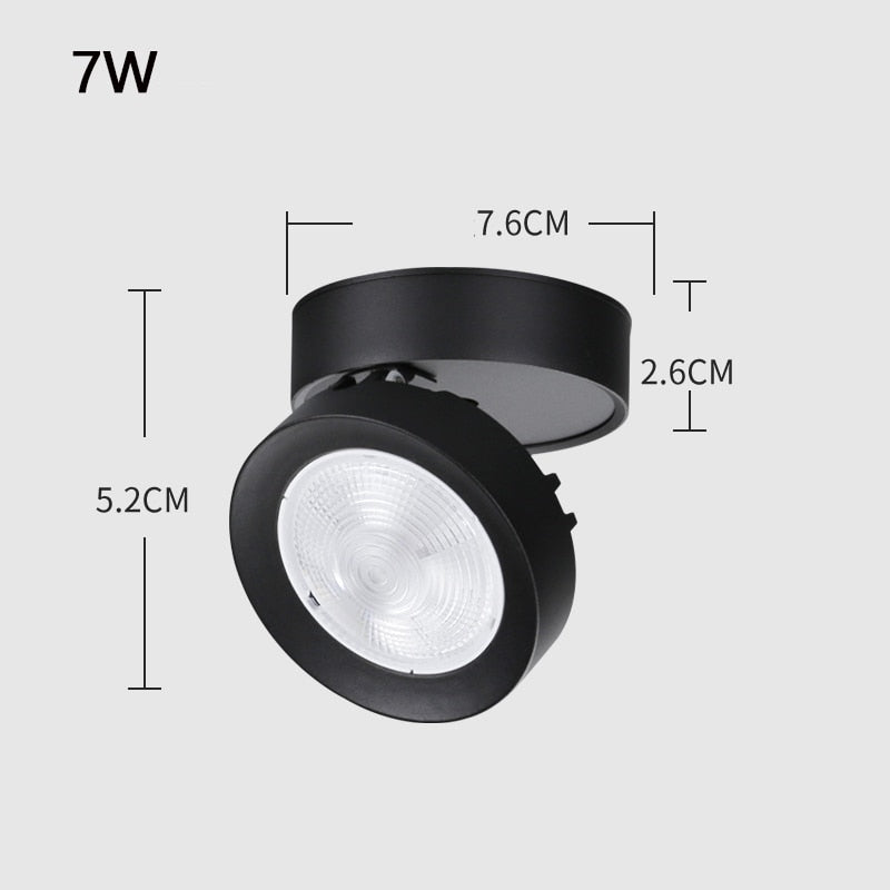 Spot LED Downlight Foldable Ceiling Spotlight 7W 10W 15W Surface Mounted Aluminum Ceiling Spots Lamp AC 85-265V  For Home